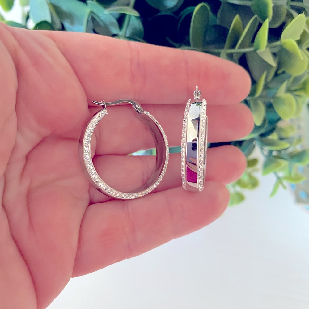 JCM Jacmel Stainless Steel with Golden Yellow Pave Crystal Earrings
